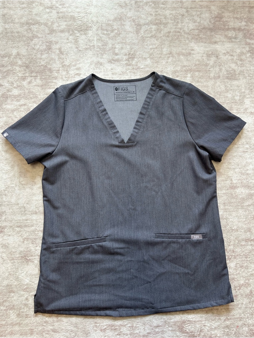 FIGS women’s Charcoal Gray V-Neck Scrub Top